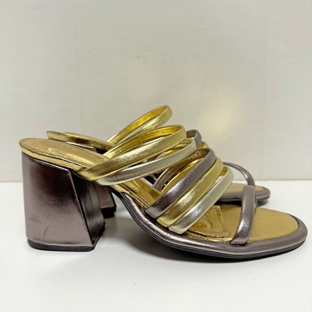 FARM Rio Sandal Block Heel Slide Gold - Picture 5 of 11